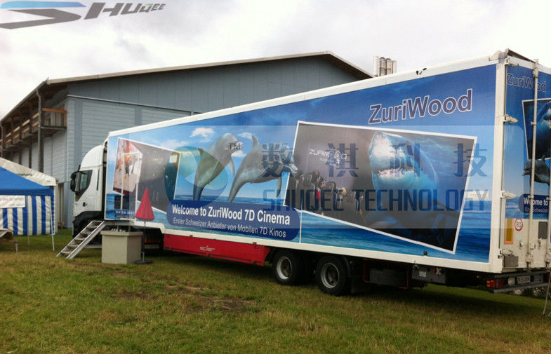 China 12 Seats Imax Movie Theaters Truck Mobile 5D Cinema With Projectors Screen factory