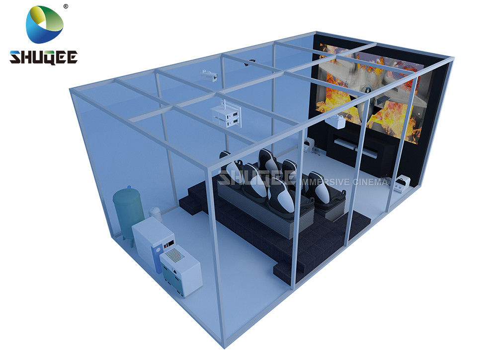 China Indoor 5D Movie Theater 6 Seats Eletronic Ride Simulator Hydraulic System Blue factory