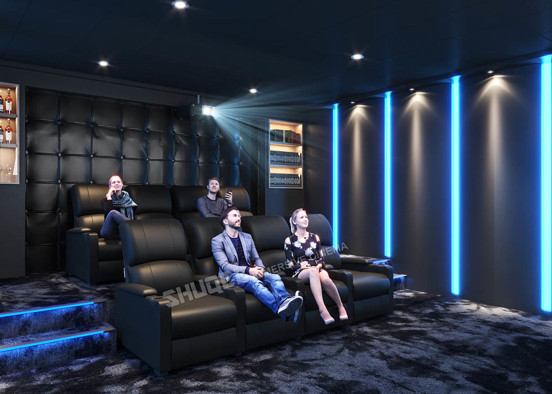ISO9001 Home Theater Equipment Supply VIP Leather Cinema Sofa With Cup Holder