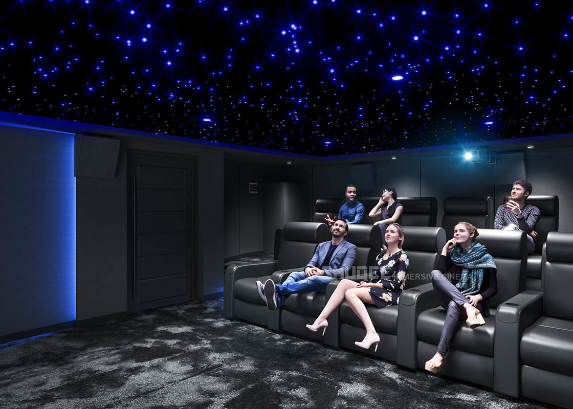 Black Leather 8 Seats Home Cinema Electric Recliner With Sounds System