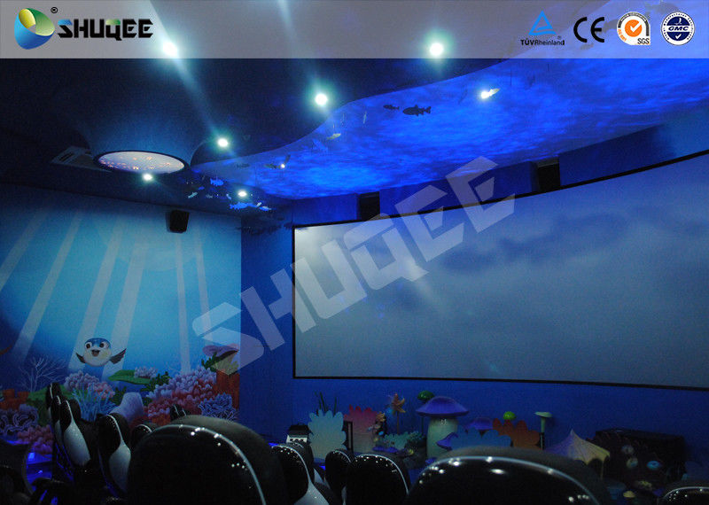 Midsize 4D Cinema System , Black and white Glass Fiber Reinforced Motion Chairs And Black Leather