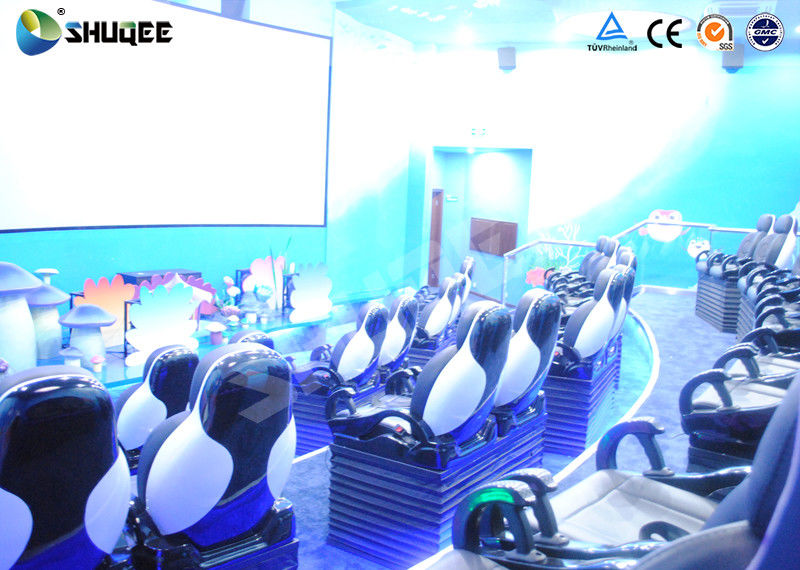 Midsize 4D Cinema System , Black and white Glass Fiber Reinforced Motion Chairs And Black Leather