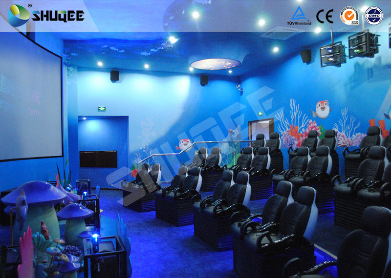 Midsize 4D Cinema System , Black and white Glass Fiber Reinforced Motion Chairs And Black Leather