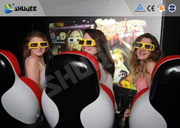 China 6 Chairs Motion Theater Seats , Fibre Glass Leather Red 5D Theater System factory