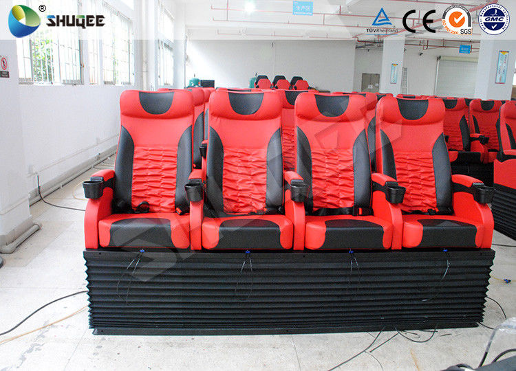 4D Cinema Equipment Electric Pneumatic 3 Seat / 4 Seat Motion Chairs Leather 0