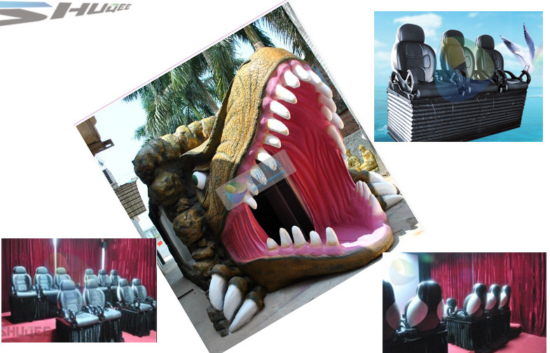 Dinosaur 5D Movie Theater Equipment Motion Cinema Seating With Cup Holder