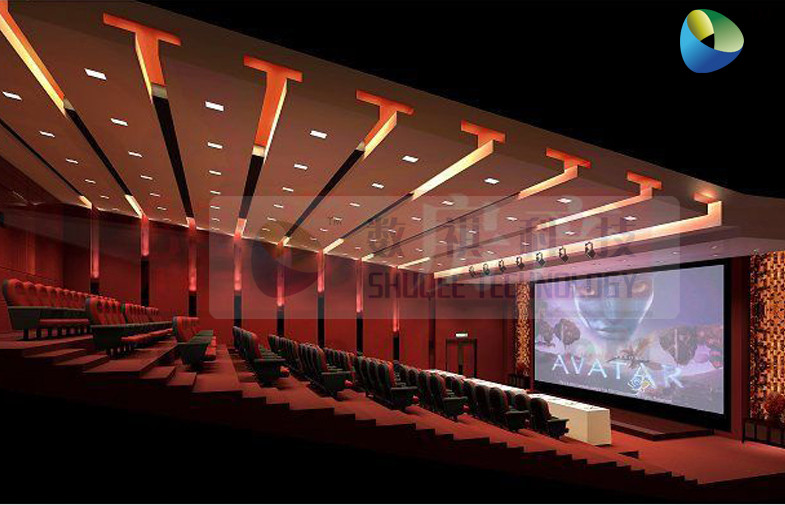 Luxury Design 3D Cinema System With Red Comfortable Seats And Newest Movies