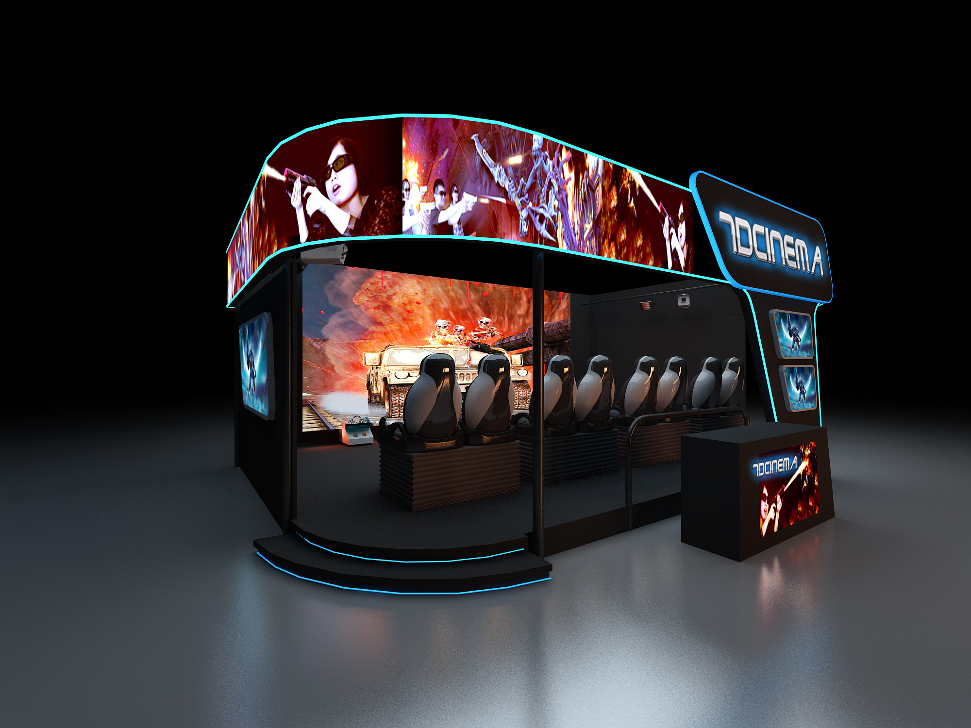Removable 5D Movie Theater 7D Entertaining Simulator High Definition