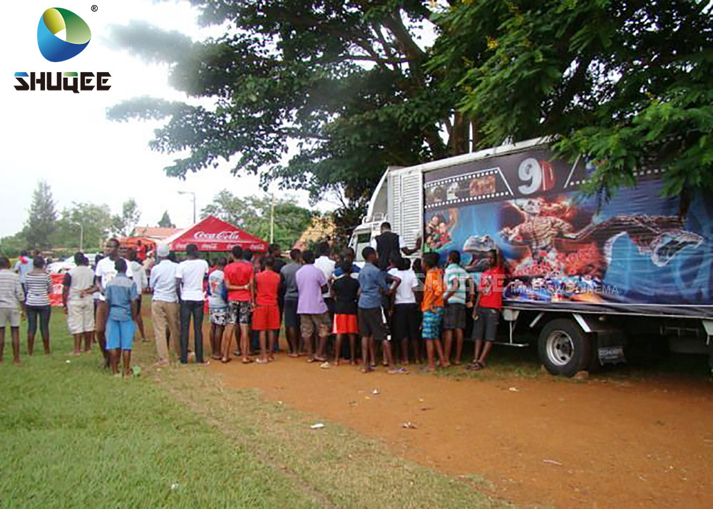 Outdoor Mobile Truck Cinema Interactive Theater 7D With Attractive Film And Gun Games