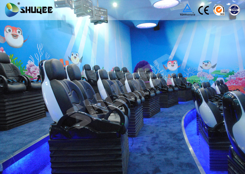 Midsize 4D Cinema System , Black and white Glass Fiber Reinforced Motion Chairs And Black Leather