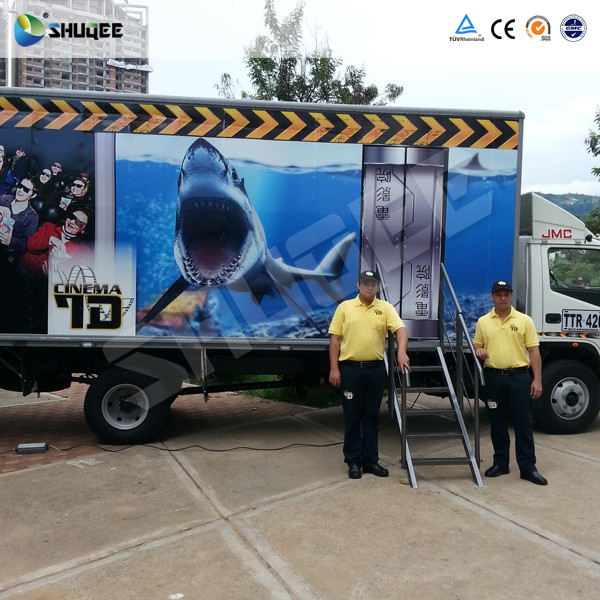3 People 5 D Movie Theater Electronic System Luxury Chair Install In Side Truck Box