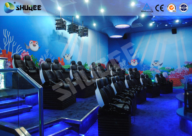 Amusement Park Animatiom 4D Movie Theater With Black Leather Pneumatic Seats